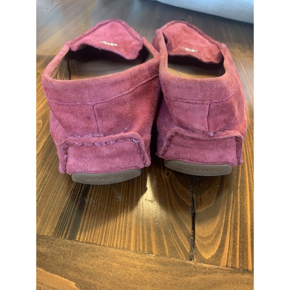 Coach Red 9.5 B Amber Suede Leather Loafer Driving Boat Moccasin Shoes Slip On - Picture 9 of 11